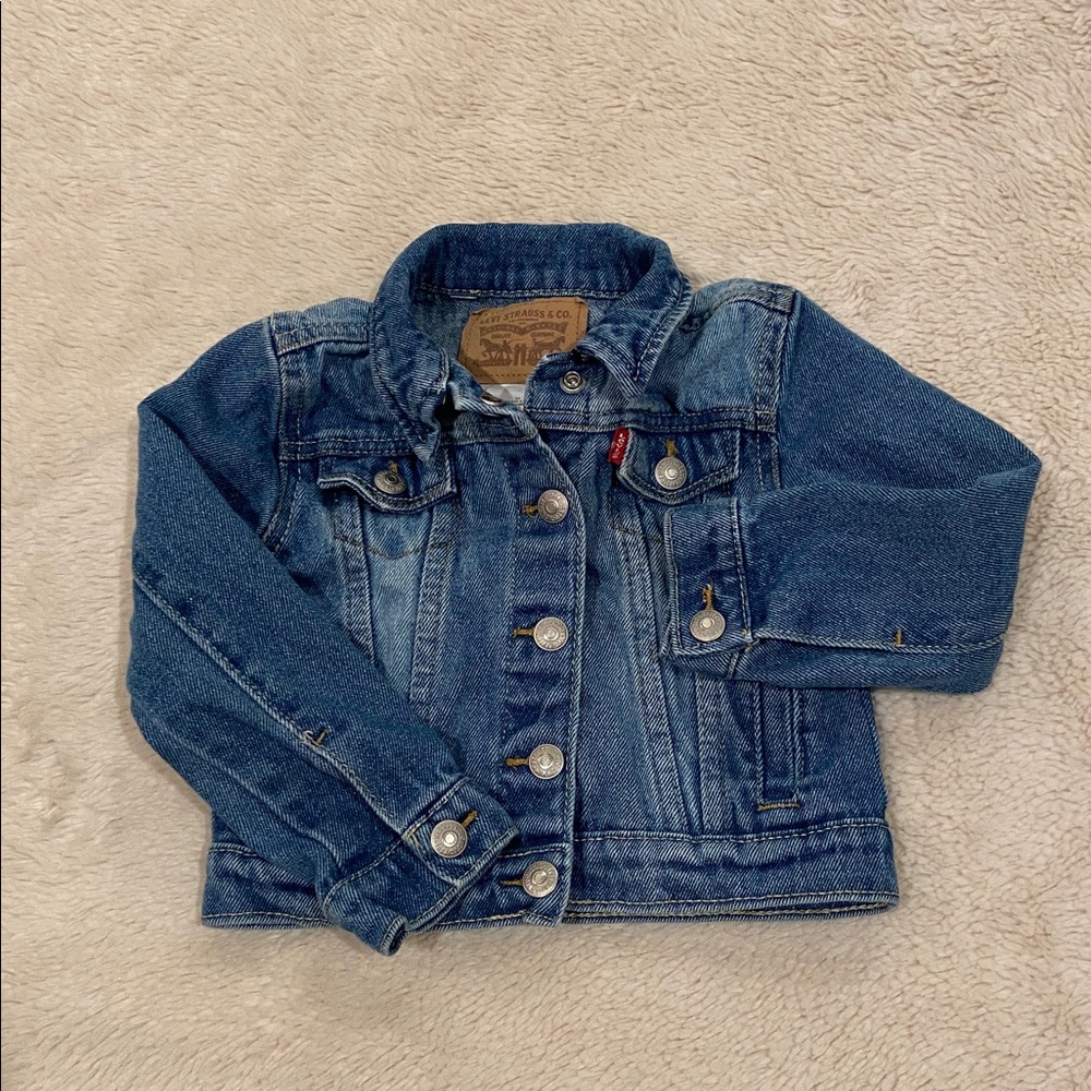 Levi’s Toddler Classic Denim Trucker Jacket Blue Red Tab Size 3T - Picture 2 of 6